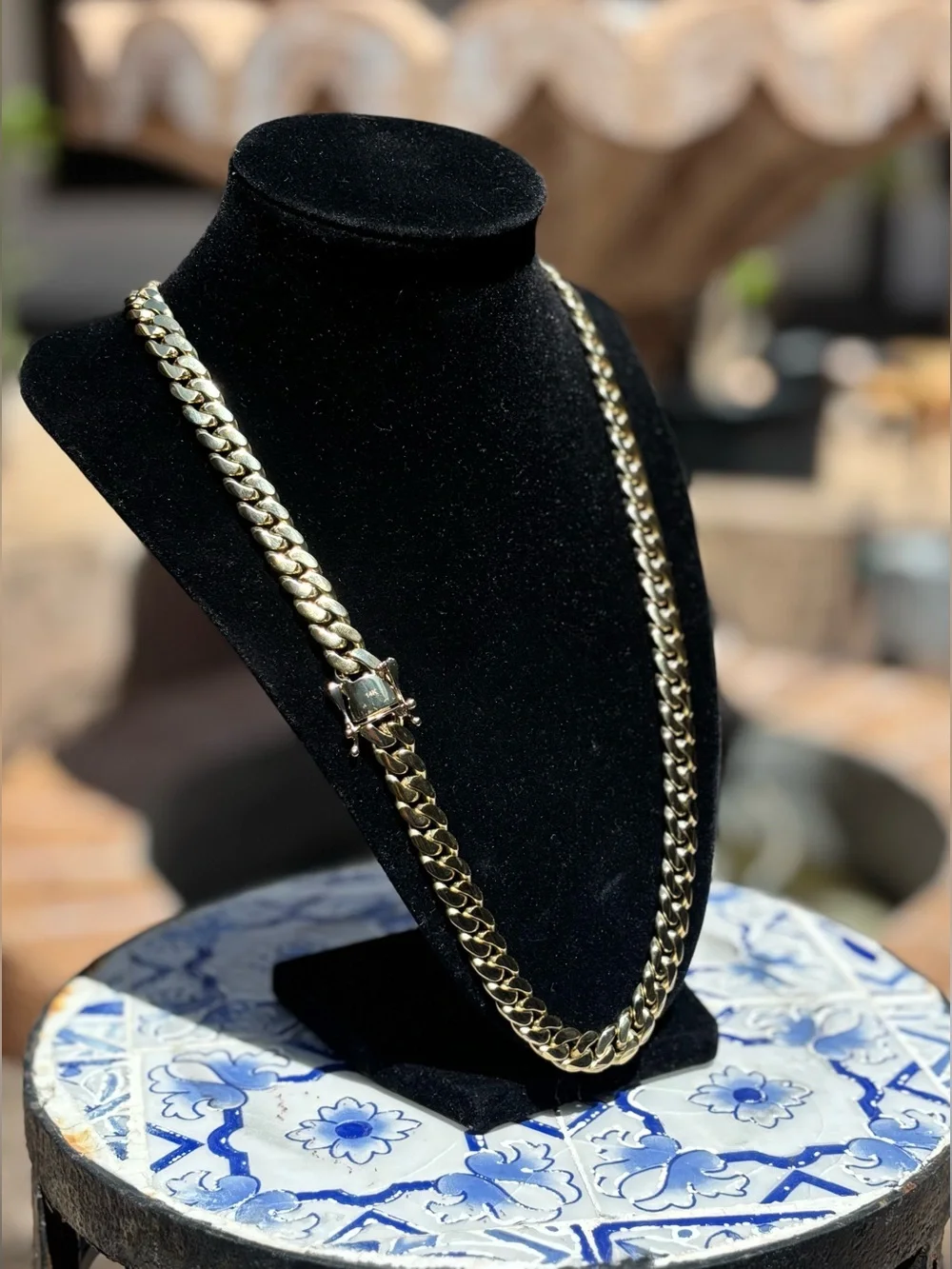 14k Cuban Gold Overlay Necklace Chain 24” long Cadena Oro Laminado Cubano eslabo